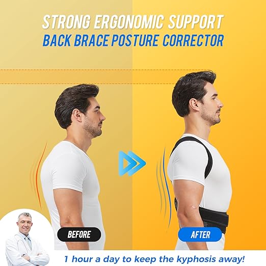 Back Brace and Posture Corrector for Men and Women Adjustable Back Straightener Posture Corrector, Scoliosis and Hunchback Correction, Spine Corrector, Support for Upper Lower Back Pain Relief
