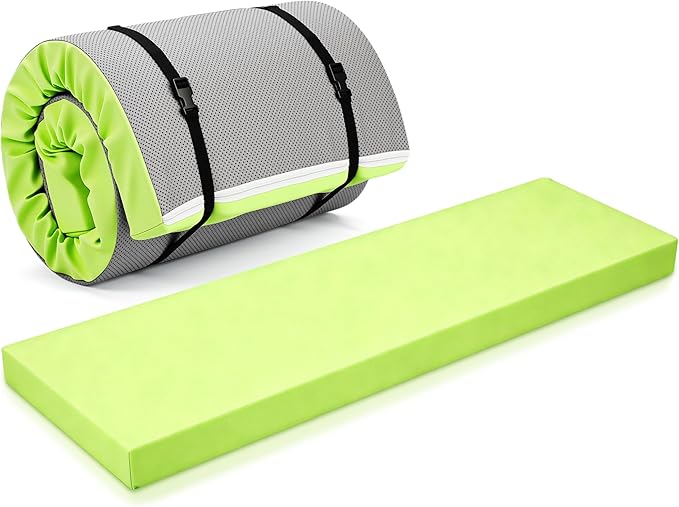 Lyrow 3 Inch 72"x 24" Thick Foldable Yoga Mat with Carry Strap, Non-slip Portable Foam Gym Mat for Yoga, Pilates and Stretching