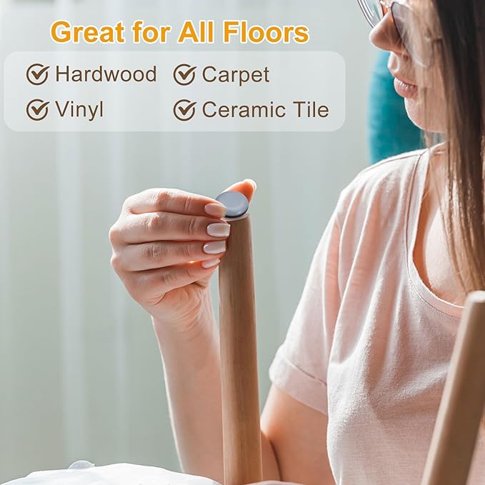 uxcell Furniture Sliders, 24Pcs 7/8" - PTFE Round Appliance Slider, Self-Adhesive Chair Glides, Chair Leg Floor Protectors for Carpet Hardwood Floors