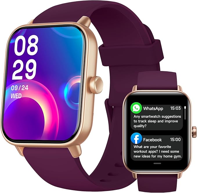 Smart Watches for Men,1.85" HD Display Compatible iPhone/Android (Answer/Make Calls),110+ Sport Modes Fitness Tracker with Heart Rate/Sleep/Sp02 Monitor,IP68 Waterproof (Purple, 1.85)