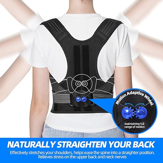 Lexniush Posture Corrector for Kids Teenagers, Updated Adjustable Upper Back Posture Brace for Boys/Girls, Breathable Back Support Braces for Scoliosis, Hunchback, Pain Relief, Spine Corrector, M