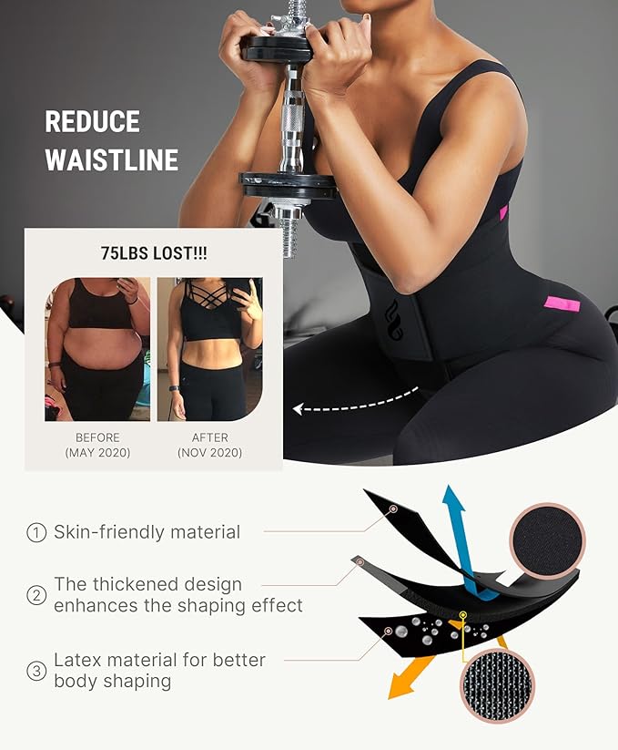 FeelinGirl Waist Trainer Belt Waist Cincher Trimmer Ab Belt Tummy Control Body Shaper with Triple Wrap Women and Men