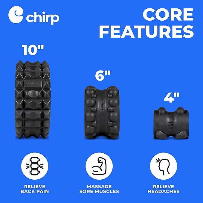 Chirp Wheel XR 3P Massage Roller Set - 10” Acupressure, 6” Knot-Kneading Thumb, 4” Neck & Headache Tension Relief, High Density Foam Massage Rollers for Back & Neck Pain, 500lbs Capacity, Mint