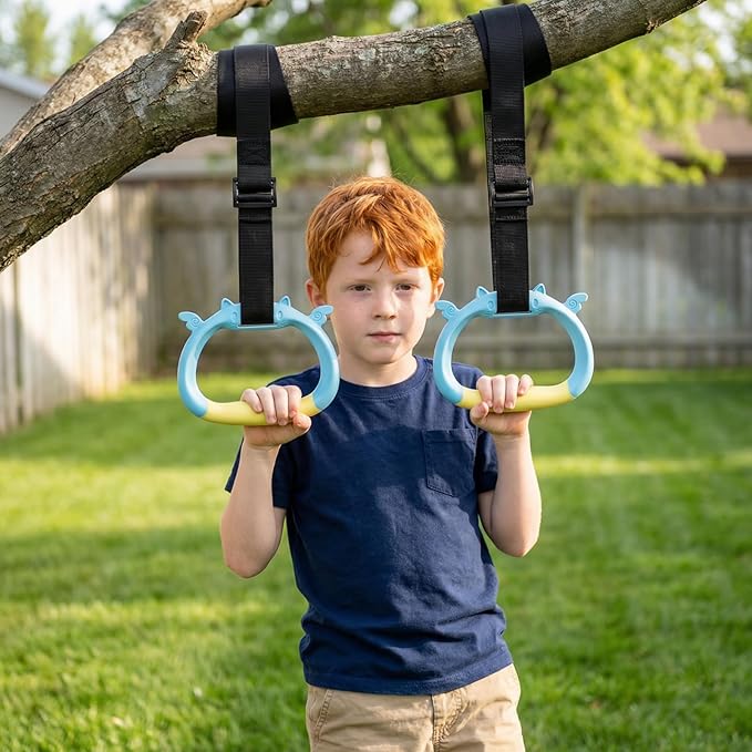 Gymnastics Rings, Children's Home Gym Equipment, Children's Adjustable Strap Strength Training Rings, Pulling Rings for Physical Training