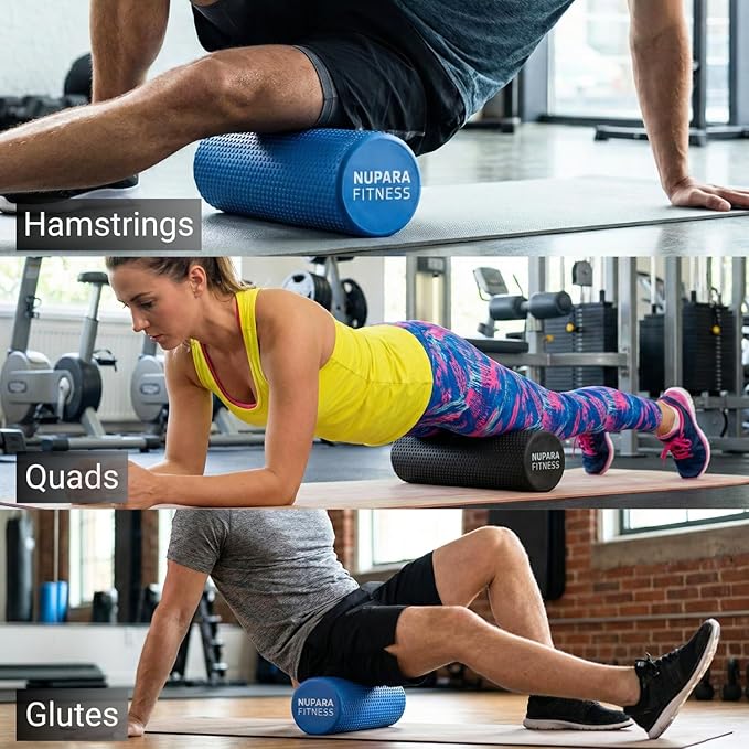 Foam Roller for Back, Legs, and Deep Tissue Muscles. Muscle Roller for Running, Cycling, Sports, Exercise, Recovery, Physical Therapy, Yoga, and Pilates. (Dark Blue, 12 inch - Medium)