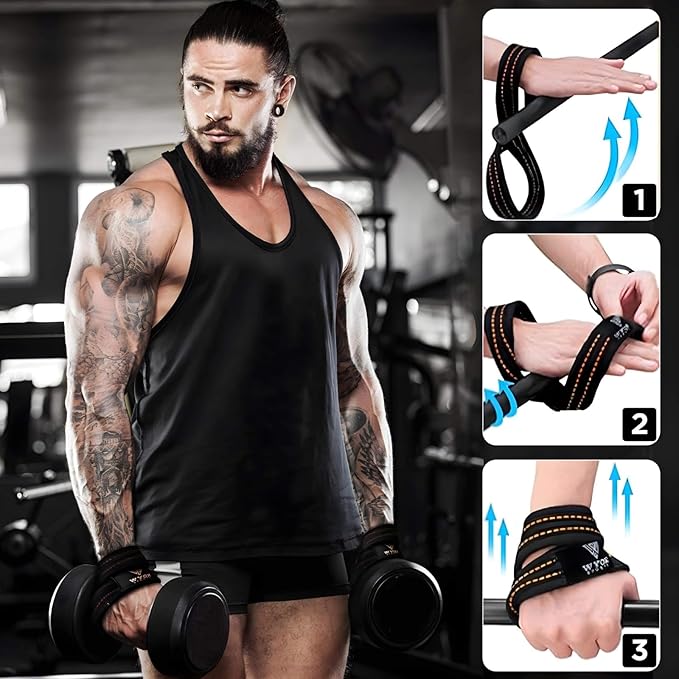 WYOX Figure 8 Lifting Wrist Straps for Weightlifting – Heavy Duty Padded Neoprene Wrist Support, Powerlifting & Strength Training Lift Straps for Deadlifts, Pull Ups, Rows, Shrugs, Gym Training Hand Grip Support for Bodybuilding