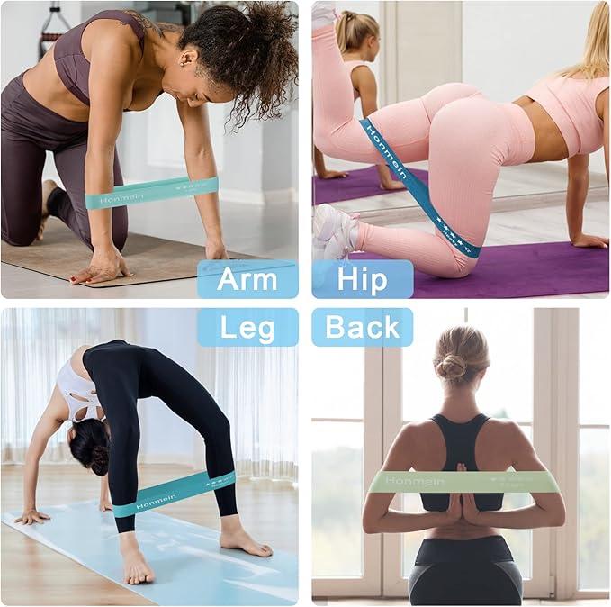 Honmein Resistance Bands for Working Out, Exercise Bands with 5 Resistance Levels Fit for Home Fitness, Strength Training, Natural Latex Resistance Band Include Instruction Guide and Carry Bag