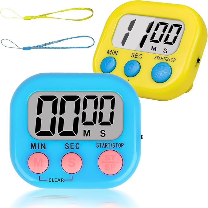 ZILLEEN Classroom Timer for Kids Teachers 2 Pack Digital Timers, Blue & Yellow