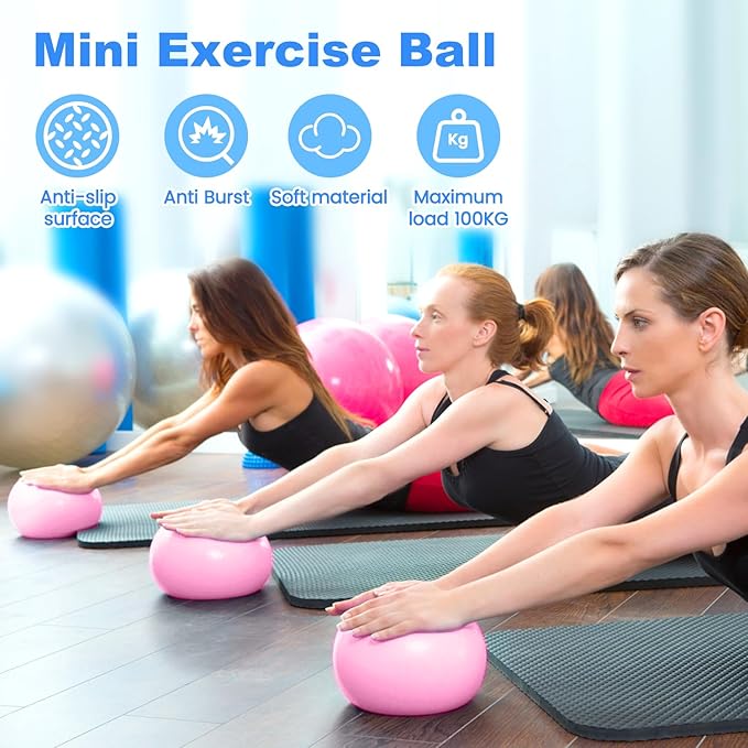 9 Inch Pilates Ball Small Exercise Ball, Workout Ball for Barre, Pilates, Yoga, Stability, Workout, Balance, Fitness at Gym Home Office