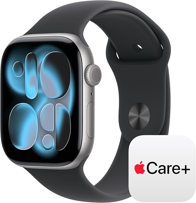 Apple Watch Series 11 [GPS 46mm] Smartwatch with Space Grey Aluminium Case with Black Sport Band - M/L. Sleep Score, Fitness Tracker, Health Monitoring with AppleCare+ (2 Years)