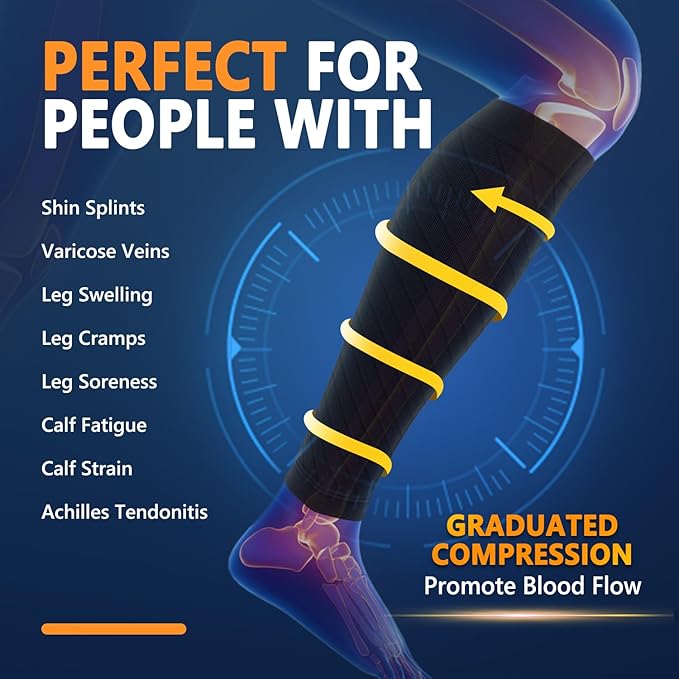 CTHH 3 Pairs Calf Compression Sleeves for Men & Women – Footless Compression Socks Leg Sleeve Support for Shin Splints