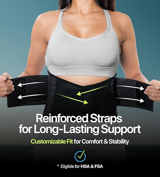 Back Brace for Lower Back Pain Relief – Adjustable Lumbar Support Belt for Women & Men, Lower Back Support for Herniated Disc, Sciatica & Heavy Lifting, Workout Back Support Brace, Size L