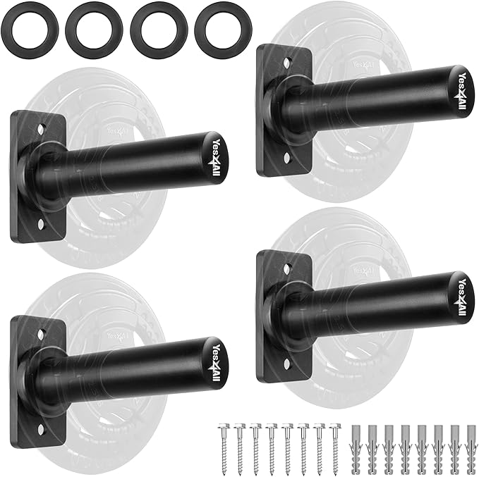 Yes4All Wall Mounted Weight Plate Holder - Fit 2inch Olympic Weight Plates, Protective Rubber Pad