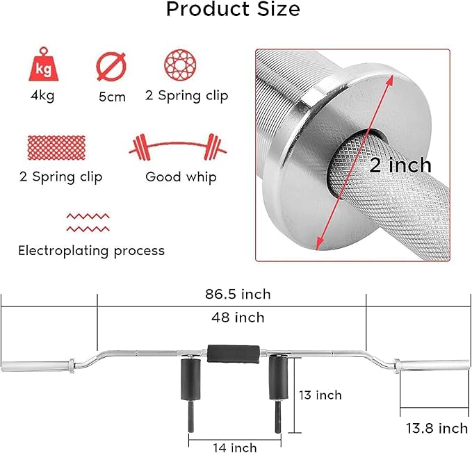Olympic Safety Squat Bar - 700lbs, Shoulder & Arm Pads for Weight Lifting