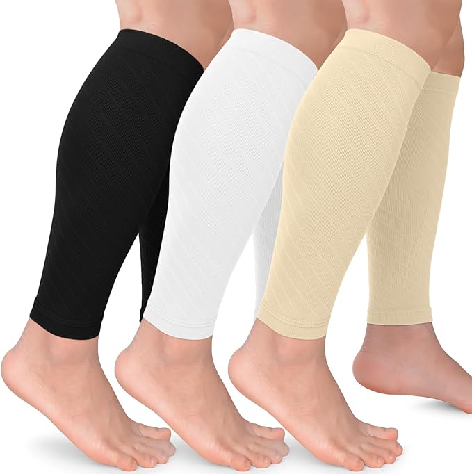 CTHH 3 Pairs Calf Compression Sleeves for Men & Women – Footless Compression Socks Leg Sleeve Support for Shin Splints