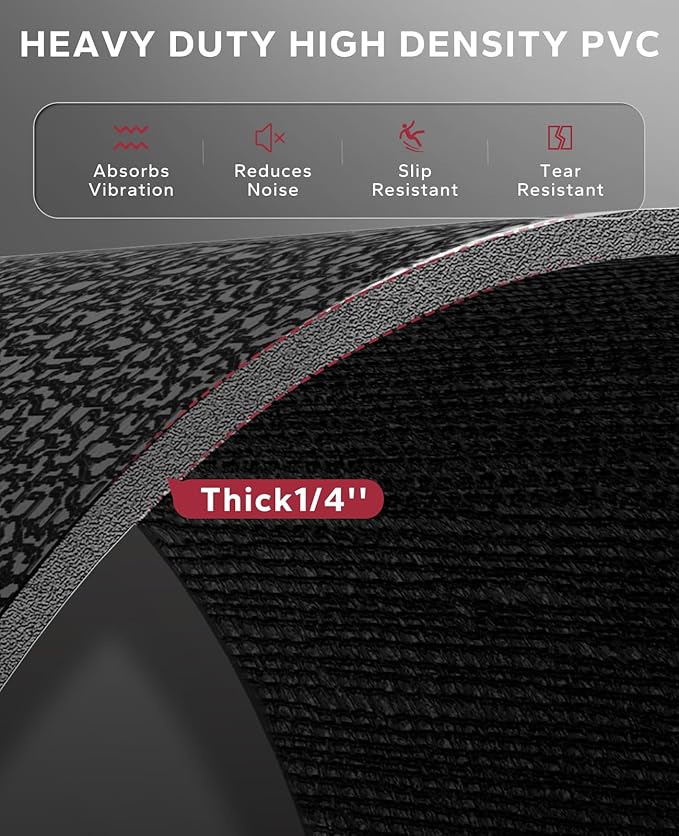 HAPBEAR Treadmill Mat – 68"x24"x1/5" Thick Non-Slip Foldable Exercise Equipment Mat for Walking Pad, Weight Bench & Treadmill – Shock Absorbing Floor Protector for Home Gym, Carpet & Hardwood Floors