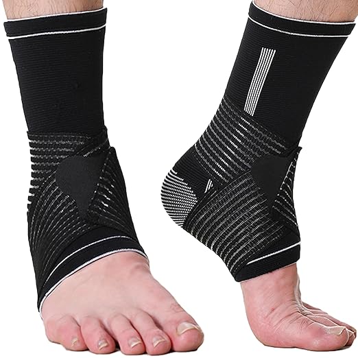 NeoTech Care Adjustable Ankle Support Brace (Black, Size L, 1 Pair)