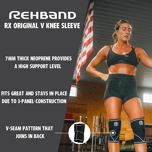 Rehband Classic 7mm V Knee Sleeve for Weightlifting, Competition Grade Powerlifting Knee Sleeve, Compression Sleeve for Crossfit, Squats, Gym & Heavy Lifts, Colour:Camo - 1 Pair, Size:Small
