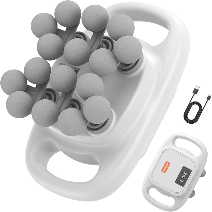 FEIERDUN 16-Head Massage Gun Set, Deep Tissue Percussion Massager with 8 Modes & 50 Intensities, Ultra-Quiet Electric Massage Tool for Back, Neck, Shoulders & Legs, Full Body Muscle Pain Relief, Gray