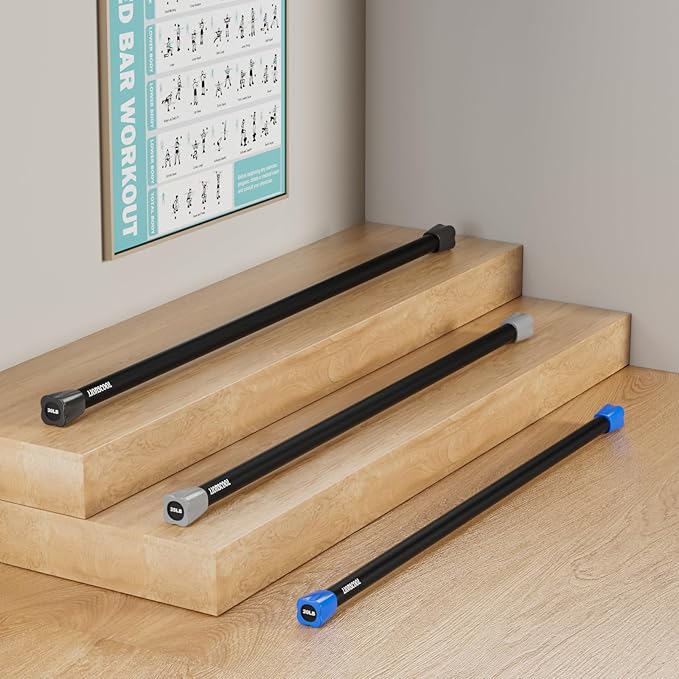 LIONSCOOL Workout Weighted Bar,Padded Exercise Weight Bar, Solid Steel Stretching weighted bar set for Body Sculpting, Physical Therapy,Body Toning