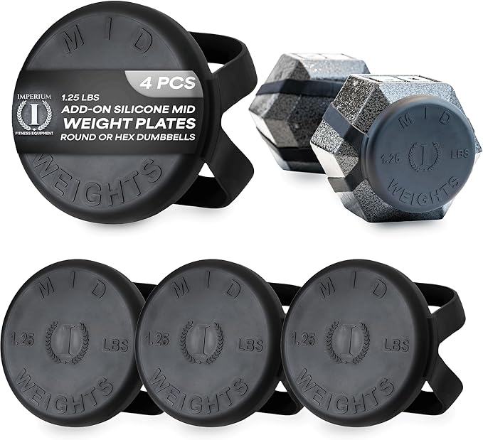 Mid Weights Silicone Microweights For Round or Hex Dumbbells, 1.25 lb. Add On Weight For Dumbbells, Fractional Weights To Add 1.25 or 2.5 lbs