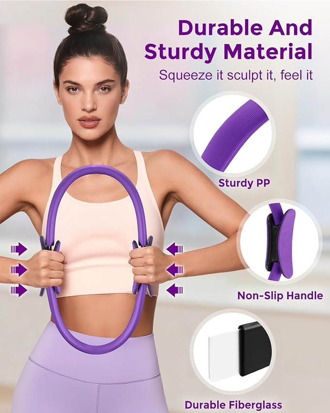 Home Pilates Essentials Kit for Women, Magic Circle Pilates Equipment Ring and Ball Set, Resistance Bands Workout Guide Video for 28 Day Pilates Challenge Starter Kit for Beginners