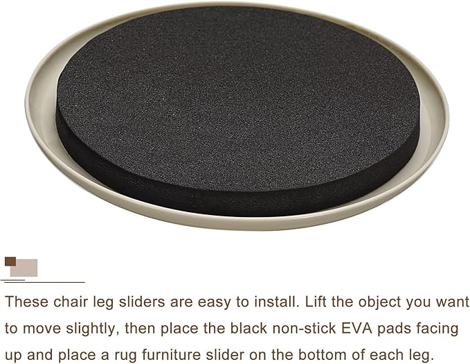 uxcell Furniture Sliders, 4Pcs 5" - Plastic Reusable Round Sliding Pads, Chair Glides for Carpeted Tile Vinyl Hardwood Floors (Grey)