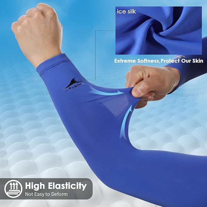 Achiou Cooling Ice Silk Arm Sleeves, Summer UV Sun Protection Compression Sleeves UPF 50+ for Women Volleyball Youth Sports