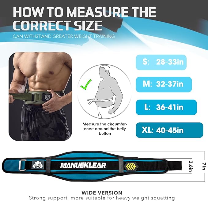 Weight Lifting Belt, Lifting Belts for Women Men,MANUEKLEAR Weightlifting Belt Quick Locking Back Support for Bodybuilding, Fitness, Powerlifting, Cross Training, Squats, Workout, Exercise