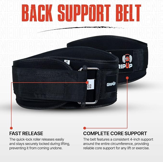 Self Locking Gym Weight Lifting Belt, 6.5” Double Locking Belt Padded Back Support, Olympic Lifting Athletes Fitness Bodybuilding Powerlifting Deadlift Squat Training for Men & Women
