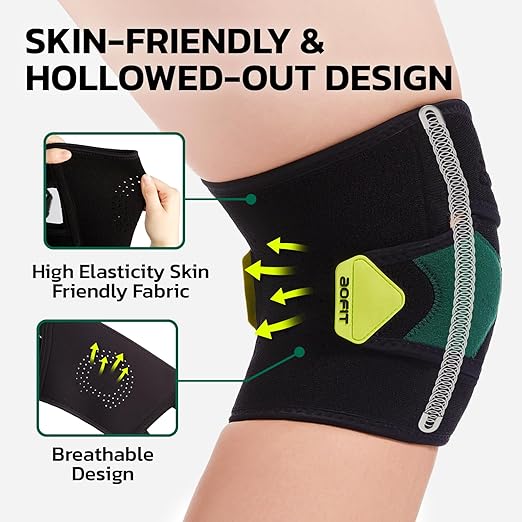 aoFIT Knee Brace for Men Women Knee Pain Meniscus Tear Arthritis Patella Dislocation Best Osteoarthritis Adjustable Compression with Memory Stabilizers for ACL MCL Breathable for Injury Recovery 5XL