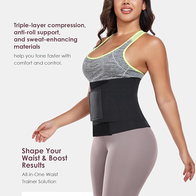 Waist Trainer Belt for Women Belly Fat Waist Cincher Trimmer Ab Belt Tummy Control Body Shaper with Triple Wrap