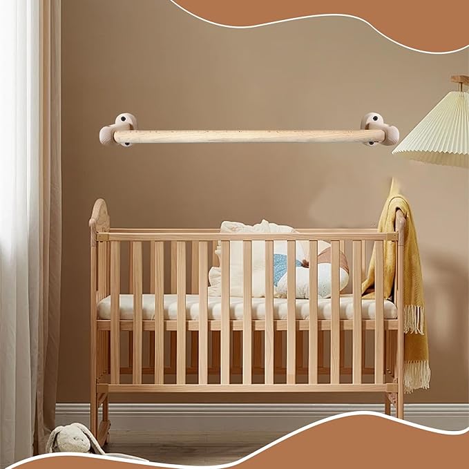 Duomilee Baby Pull up Bar Toddler Pull Up Bar Montessori Wall-Mounted Handrail Ballet Bar for Toddlers Suitable for Baby to Learn to Stand and Support. (17.3 in)
