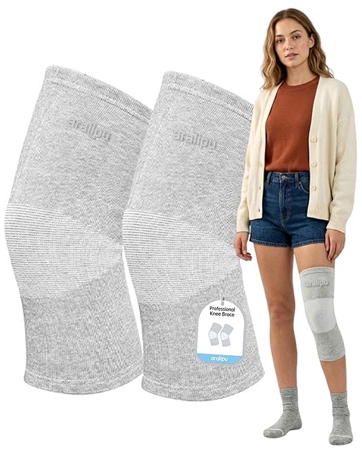 Bamboo Knee Sleeves 2-Pack Knee Compression Sleeve Women Men Elastic Warm Slip-on Recovery Knee Brace for Arthritis Knee Pain (XX-Large)