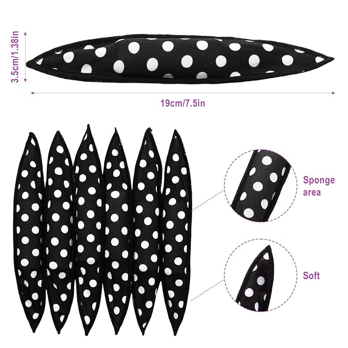 Bememo 40 Pieces Soft Curlers Hair Rollers Overnight Heatless Pillow Rollers for Hair Satin Sponge Curlers to Sleep in No Heat for Long Short Styling Tools(Black)