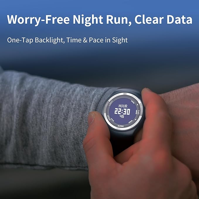 EZON GPS Running Watch with Speed Distance Pace Alarm and Calorie Counter and Stopwatch for Men T031 Black