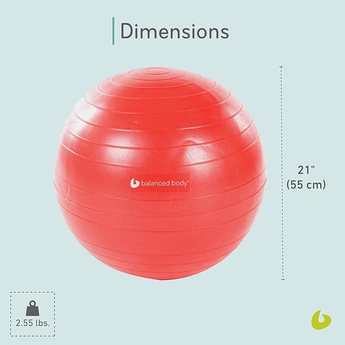 Balanced Body Burst-Proof Fitness Ball, Home or Gym Exercise Equipment for Stability, Coordination, and Conditioning