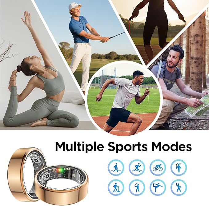 BENIO Gen 2 Smart Ring for Women & Men, Heart Rate,Fitness Tracker with Sleep，Step/Sleep/Blood Oxygen/Heart Rate Tracker, 5ATM Waterproof for iOS and Android,No Subscription