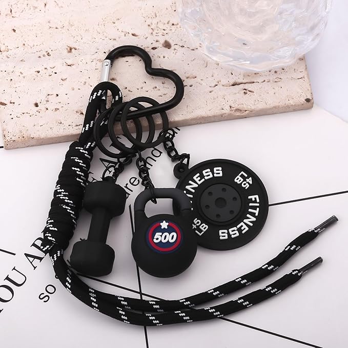 Gym Dumbbell Barbell Kettlebell Purse Keychain - Muscle Faith Cup Rope Gym Bag Handbags Purse Charms - Fitness Gift