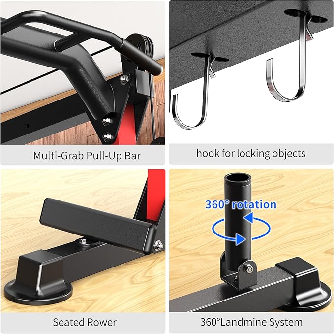 Multi-Purpose Squat Rack,Smith Machine Weight Rack Set with Cable Crossover System, Home Gym Power Racks, Power Racks and Packages