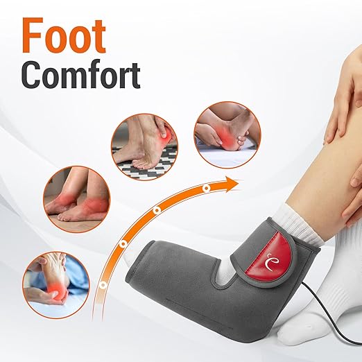 Comfytemp Foot Heating Pad for Plantar Fasciitis, Foot Pain Relief Products for Achilles Tendonitis Sprained Ankle Heel Spur, Heated Ankle Wrap Warmer with 3 Heat and Time Sets