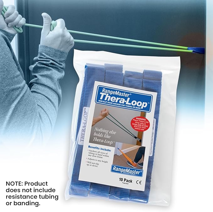 RangeMaster TheraLoop Door Anchors │ Non-Slip │ Complements Exercise Bands or Tubes │ Great for Exercising or Strengthening Activities│10 Pack, Blue