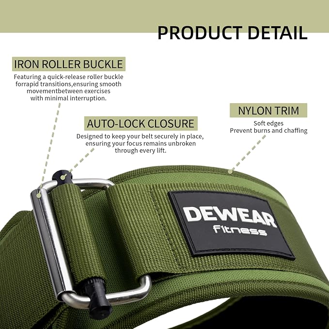 Durable Weight Lifting Belt, 4'' Wide Gym Belt for Bodybuilding, Powerlifting, Squats, Deadlift - Provides Lumbar Support & Stability for Men & Women