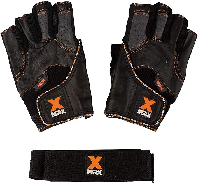 MRX Weight Lifting Pro Level Gloves with 18 Inches Long Wrist Strap Gym Workout Exercise & Fitness in