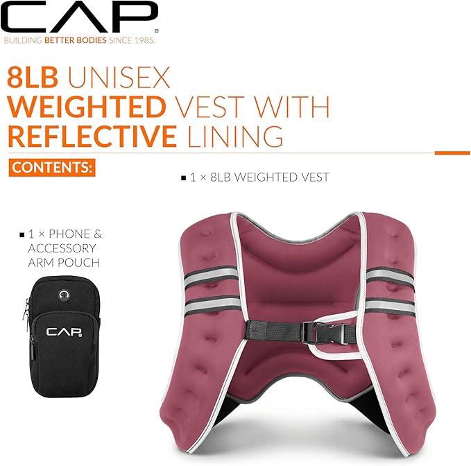 CAP Weighted Vest | 8lb -30lbs | Reflective Workout Vest for Walking, Running, Cardio, Strength Training | Multiple Colors