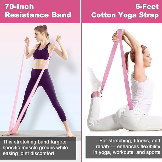 Pilates Kit for Home Workouts, Pilates Equipment Ring and Ball Set with Hip Thrust Belt, Pilates Essentials Kit for Women, Home Pilates Workout Starter Kit for Toning & Strength (Pink)