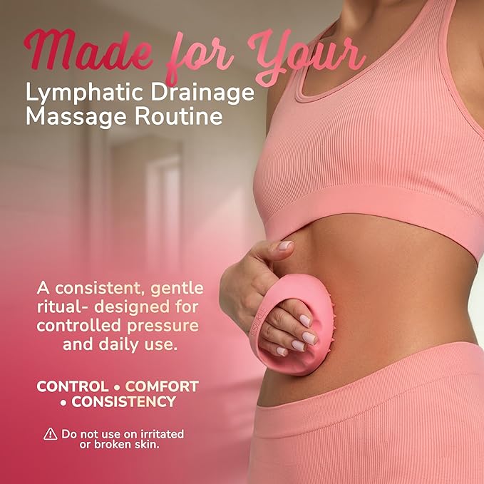 Cellulite Massage Tool & Lymphatic Drainage Massager - Silicone Anti Cellulite Massage Brush for Body Sculpting with Ergonomic Handle - Cellulite Remover for Legs, Thighs and Belly - Pink