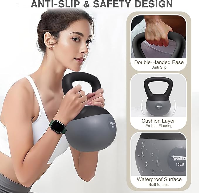 YIGUO Soft Kettlebell, Kettlebells Cushioned Impact-Resistant Base and Anti-Slip Grip, Strength Training Kettle Bell for Women and Men, Home Workout