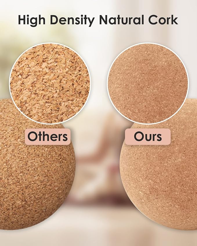 KITWILD Cork Massage Ball Set, High Density Fine Particles Massage Ball for Deep Tissue Muscle Massage, Myofascial Release, and Yoga Therapy, 2.5''+2.5''+3.15'' Lightweight Lacrosse Massage Balls