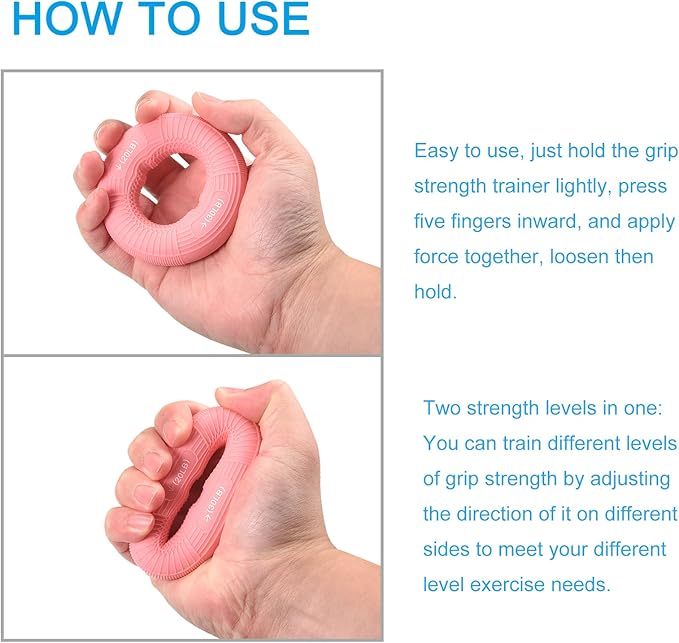 uxcell Hand Grip Strengtheners, 3.07" 20-30 Lbs Silicone Rings Fingers Forearms Exercises Grip Trainer for Rock Climbing Athletes Workout, Pink